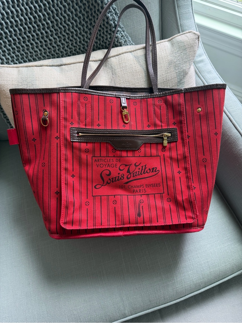 Louis Vuitton Neverfull MM (Damier Ebene with red interior) - Picture 8 of 10